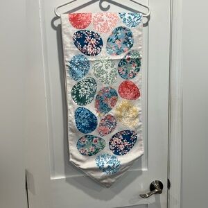 Floral Egg Patch Table Runner - White with Multicolor Eggs